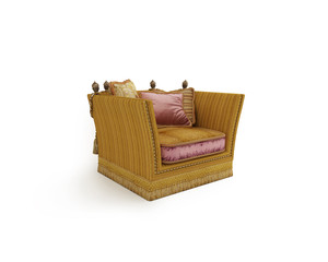 classical armchair 3D computer rendering on white background