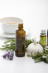 Herbal medicine. Isolated on white. Studio shot.