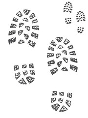 Boot prints, muddy and clean sets