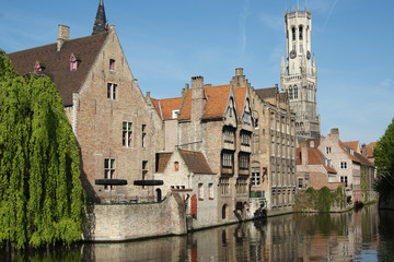 The Belfry behind rosary dock (Bruges)