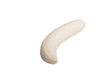 Poster A single peeled banana isolated on a white background © dbvirago