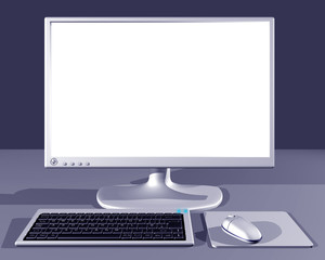 Fototapeta premium Illustration of Desktop computer with blank screen