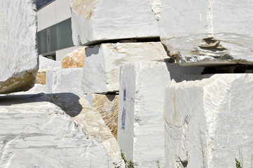blocks of white marble