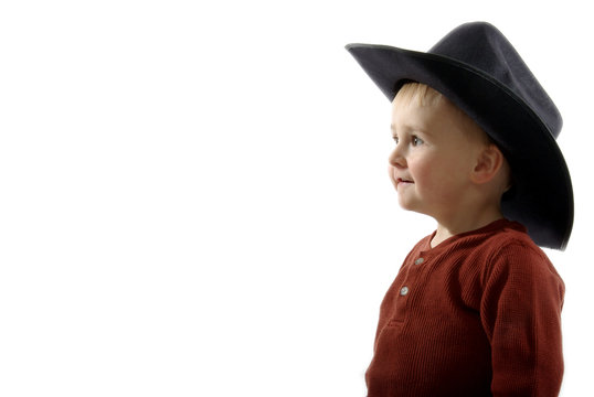Animated toddler wearing black cowboy hat