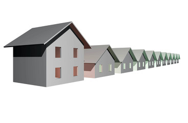 3D render of modern houses isolated over white background
