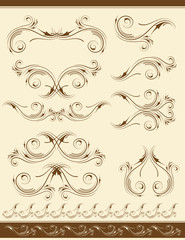 decorative frame and ornaments for design, vector