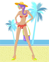 beach girl illustration vector