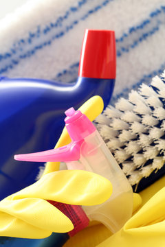 close-ups of cleaning supplies - housework