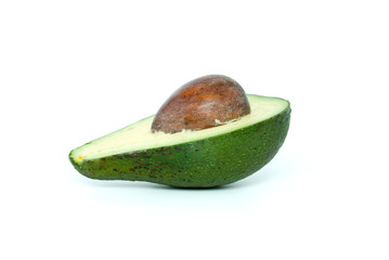 Avocado half with kernel isolated on the white background