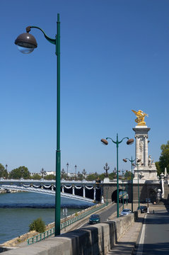 View on the bridge "Pont Alexandre III" in Paris