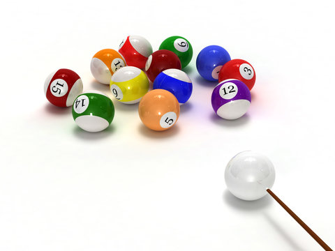 Billiard balls isolated on white background