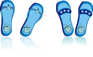 A couple of flip flops and sandals