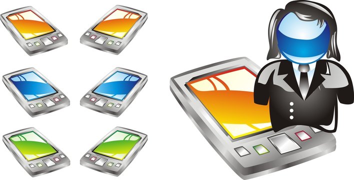 A modern pocket pc or smartphone icon set .