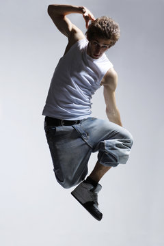 stylish and cool breakdancer jumping