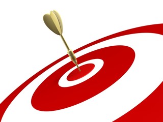 golden dart hit target isolated on white background