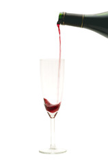 red wine on white background