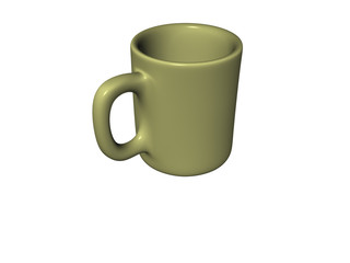 An isolated simple yellow mug on white background