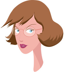 Illustration portrait femme châtain à lunettes