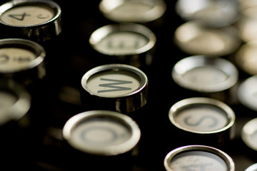 Old machine for writing. Antique typewrite