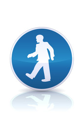 Panneau de passage obligatoire pour piétons (reflet métal)