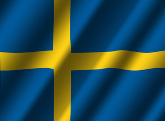 Obraz premium Swedish flag with ripples illustration