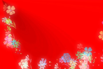 Fototapeta na wymiar czerwonym tle kwiaty