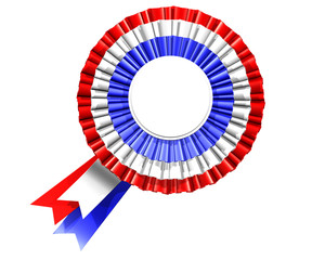Isolated illustration of a blank rosette in red, white and blue