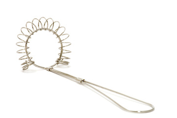 object on white - kitchen utensil egg whisk closeup