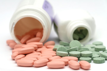 Pills on a white background.