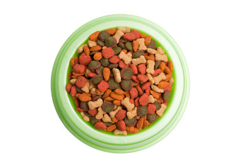 Pet Food Bowl Isolated White on Background