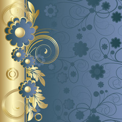 Dark blue background  with  flowers