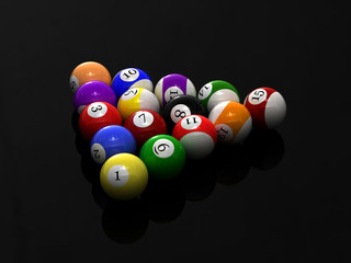 Billiard balls on black