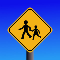 Warning children on road sign illustration