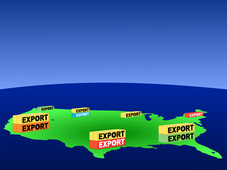 map of USA with imported containers illustration