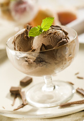 fresh chocolate ice cream close up shoot