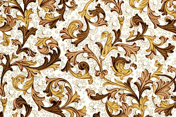 antique wallpaper with floral pattern - 18th century