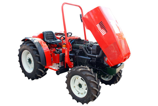 tractor with open engine isolated