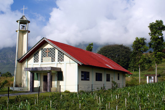 Church with red roof on the SAmosir island