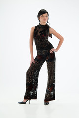 Young attractive woman in fashionable dress