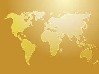Obraz na płótnie Canvas Map of the world illustration, simple outline on gradient color