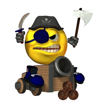 Smilie -  Pirat auf Kanone