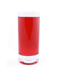 Glass of red juice or cocktail isolated on white