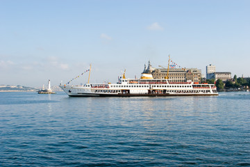 Fototapeta na wymiar A passenger boat in Istanbul Turkey