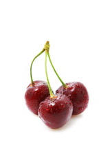 Cherries on a white background