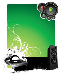 green musical background for text placing