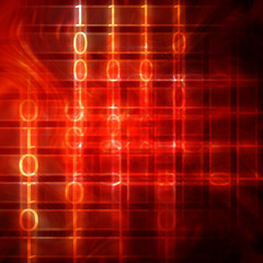 bits and bytes on a fire like background