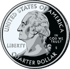 isolated United States Quarter - vector illustration