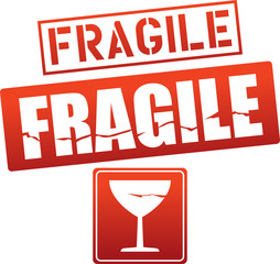 vector fragile caution stickers
