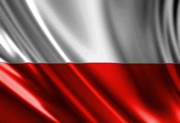 Polish flag waving in the wind