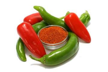 red and green hot peppers around drain hot pepper